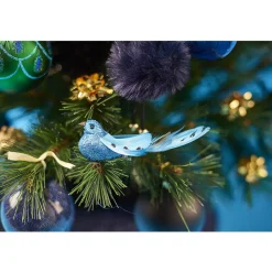 2 oiseaux bleu et noir à suspendre