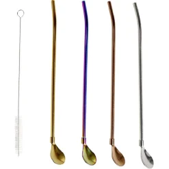 Agitateur paille en inox x4 avec goupillon L22cm