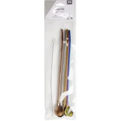 Agitateur paille en inox x4 avec goupillon L22cm