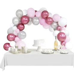 Arche à ballons blanc et rose 5m - x60
