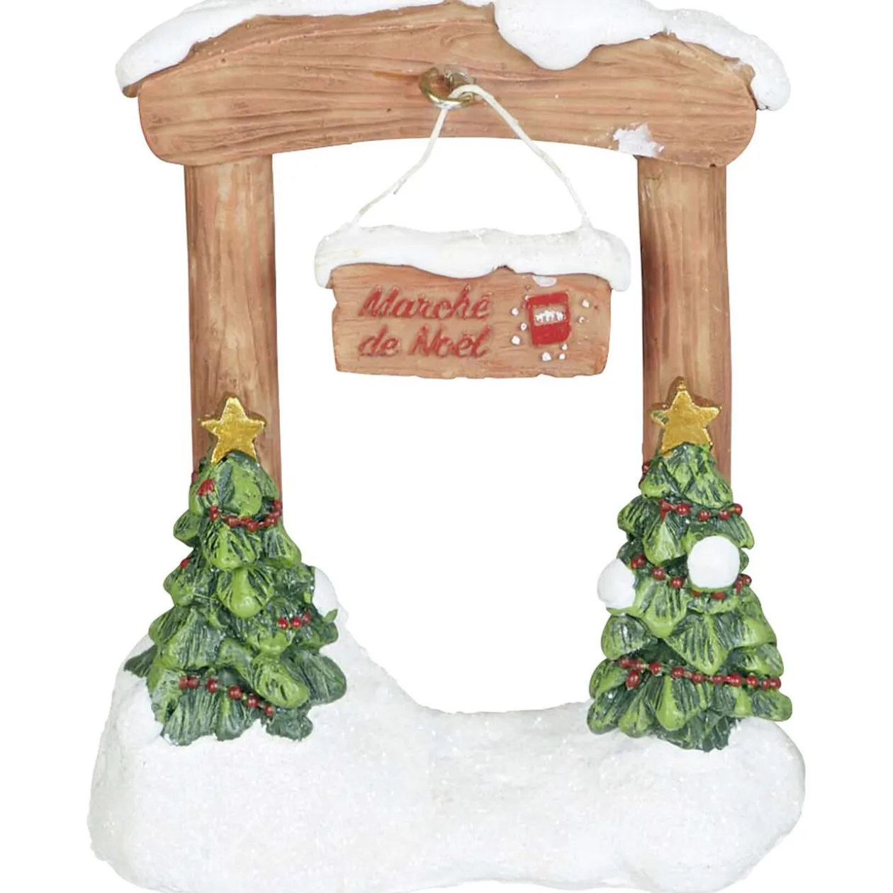 Arche marché de Noël décor sapin en résine