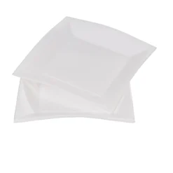 Assiette carrée 23x23 cm design incurvé blanc x6