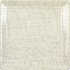 Assiette carton crème imitation lin x8