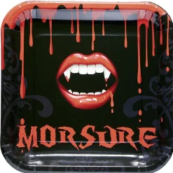 Assiette en carton déco morsure Halloween x8