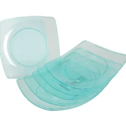 Assiette plastique bleu x4