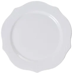 Assiette plate blanche contour design antique x6