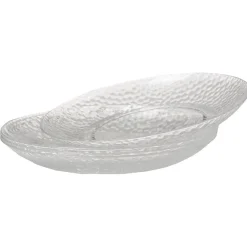 Assiette plate transparente martelé x4