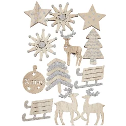 Autocollants thème Noël argentés
