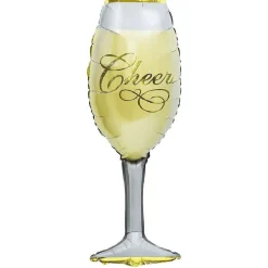 Ballon alu forme flûte Cheers gris et doré H90cm