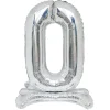 Ballon chiffre 0 doré ou argenté H80 cm avec support