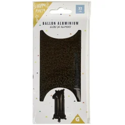 Ballon chiffre 1 noir argenté ou doré