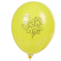Ballon de baudruche anniversaire 20 ans multicolore x10