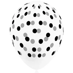 Ballon de baudruche blanc motif pois gris et noir x8