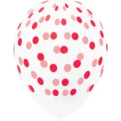Ballon de baudruche blanc motif pois rose et rouge x8