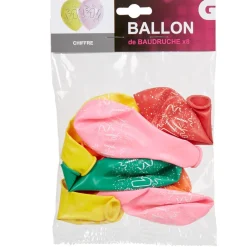 Ballon de baudruche chiffre 1 multicolore x8