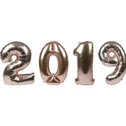 Ballon gonflable chiffre 2019 déco nouvel an H. 34 cm rose gold