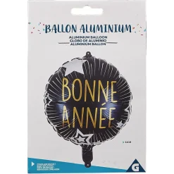 Ballon rond Bonne année noir Ø36 cm