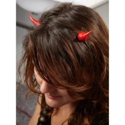 Barrette corne de diable rouge x2