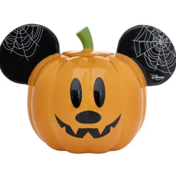 Bonbonnière Disney Mickey citrouille orange et noir 2 faces Ø14xH18cm
