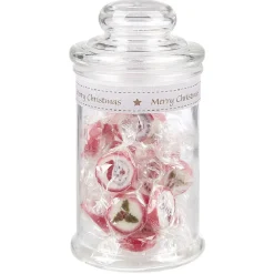 Bonbonnière en verre remplie de bonbons de Noël