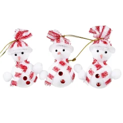 Bonhomme de neige à suspendre X 3 rouge