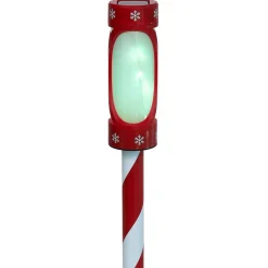 Borne solaire rouge et blanche 10LED couleurs changeantes H100cm