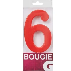 Bougie anniversaire chiffre 6 rouge