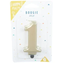 Bougie anniversaire chiffre 1 mat doré