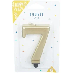 Bougie anniversaire chiffre 7 mat doré