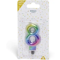 Bougie anniversaire chiffre 8 iridescent