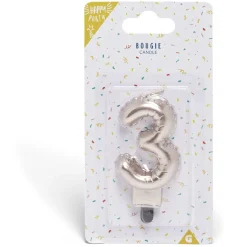 Bougie anniversaire chiffre 3 rose gold