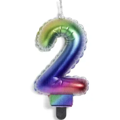 Bougie anniversaire chiffre 2 iridescent