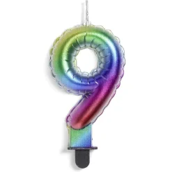 Bougie anniversaire chiffre 9 iridescent