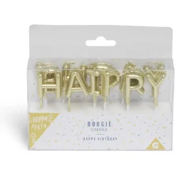 Bougie anniversaire lettres Happy Birthday argenté