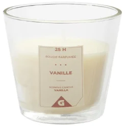 Bougie dans verre transparent senteur vanille