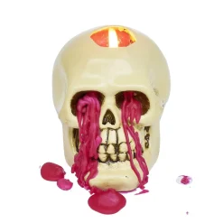 Bougie Halloween tête de mort beige