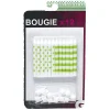 Bougies x12 avec support déco vert et blanc