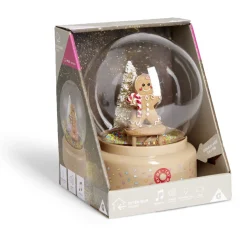 Boule à neige lumineuse animée musicale bonhomme pain d'épices - 2 modèles