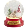 Boule à neige lumineuse Merry Christmas gnome et sapin Ø10xH12cm