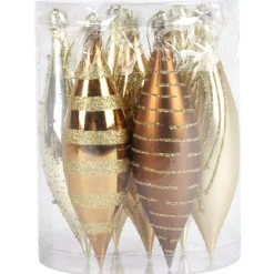 Boule de Noel goutte X7 or pailletée