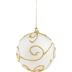 Boule de Noël à suspendre blanche et dorée