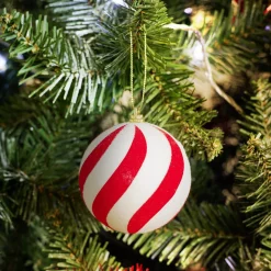 Boule de Noël à suspendre rouge et blanc Ø8cm - 2 modèles