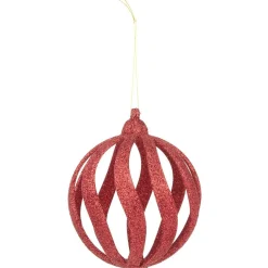 Boule de Noël ajourée rouge x6