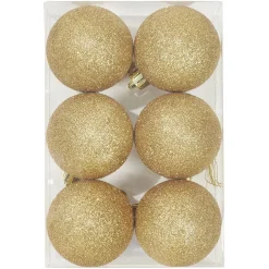 Boule de Noël argenté à paillettes Ø6 cm x6