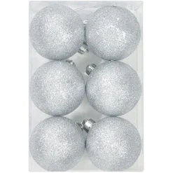 Boule de Noël argenté à paillettes Ø6 cm x6