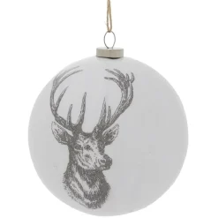 Boule de Noël blanche motif gravure esprit scandinave nature - 4 modèles