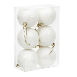 Boule de Noël blanche pailletée x6