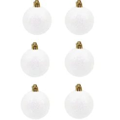 Boule de Noël blanche pailletée x6