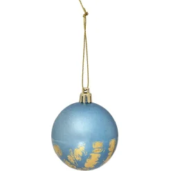 Boule de Noël bleu effet doré x6
