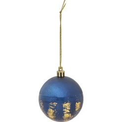 Boule de Noël bleu effet doré x6
